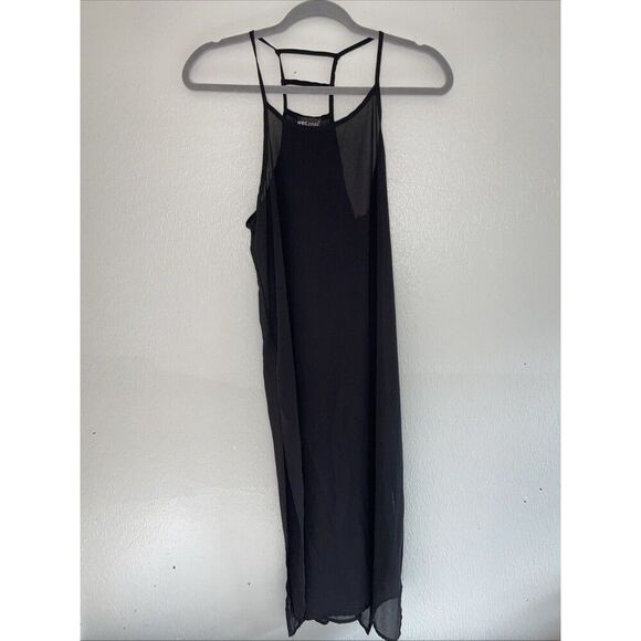 Wet Seal Dresses & Skirts - Vintage Y2K Wet Seal Sheer Black Slip Dress Nightie Spaghetti Strap Side Slits M